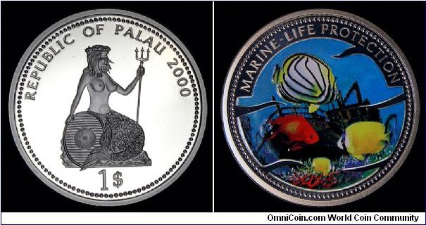 2000 Palau $1 Marine Life Protection Series.