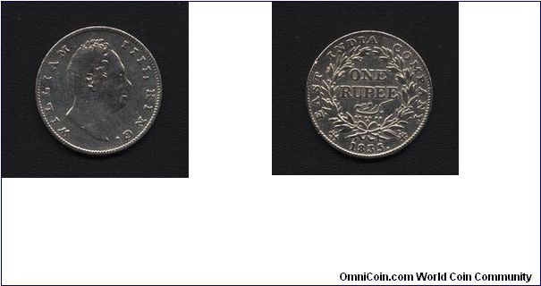 India, Silver 1 Rupee, William IIII King