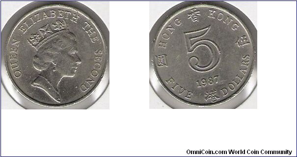 Hong Kong 1987 $5
