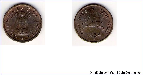 India 1954 pice