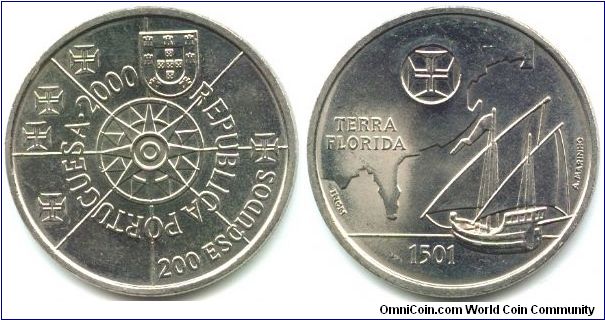 Portugal, 200 escudos 2000. Golden Age of Portuguese Discoveries (XI series).
Terra Florida.