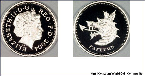 Silver proof official pattern pound coin, issued by the British royal Mint, part of a set of 4, 1 for each country of the UK. This one is a dragon for Wales. There is a similar set in gold.