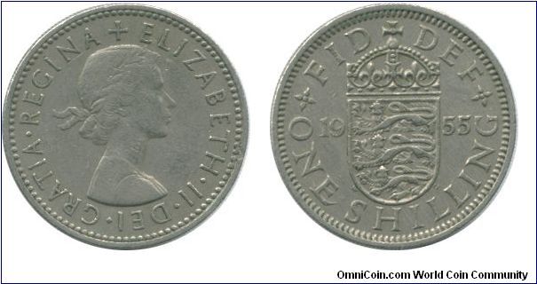 1955 Shilling, English crest
