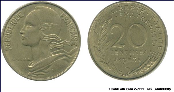 1963 Twenty Centimes