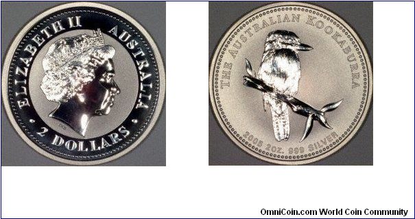 Two ounce silver bullion Kookaburra. The exact design changes every year.