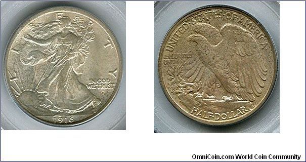 1916-D PCGS MS64 Walking Liberty Half