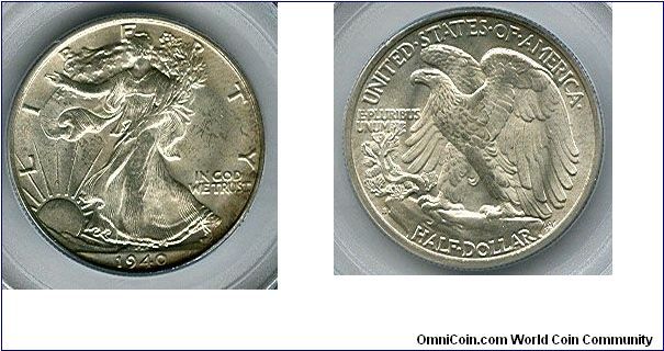 1940-S PCGS MS63 Walking Liberty Half