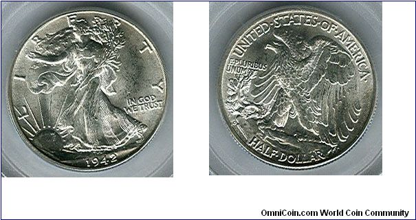 1942-D PCGS MS62 Walking Liberty Half