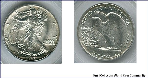 1943 PCGS MS66 Walking Liberty Half