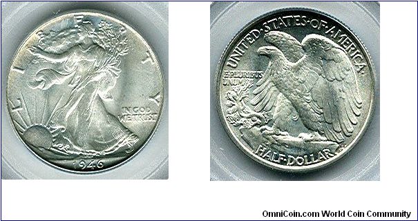 1946 PCGS MS64 Walking Liberty Half