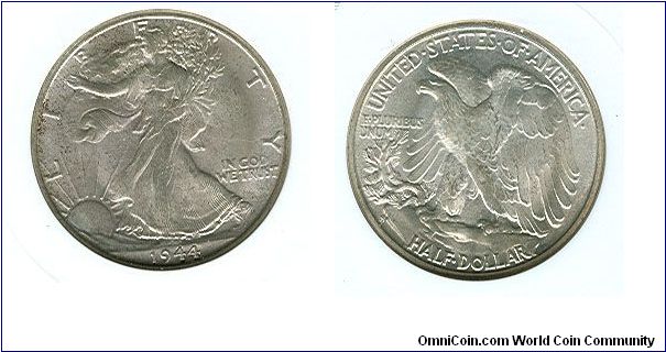 1944-S ANACS MS64 Walking Liberty Half