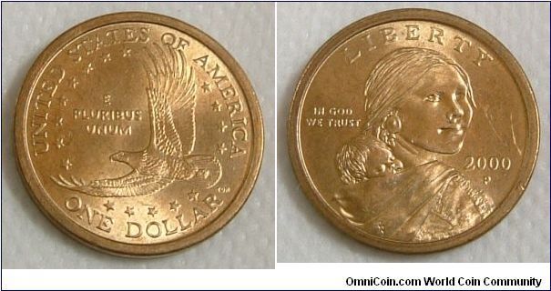 US YEAR 2000 EAGLE/NATIVE GIRL $1. FOR SALE. AUNC CONDITION. PLEASE MAKE AN OFFER.