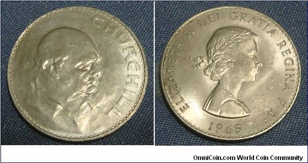 UK 1965 QUEEN ELIZABETH/ CHURCHILL COIN. IN PERFECT UNC CONDITION.FOR SALE. PLEASE MAKE AN OFFER.