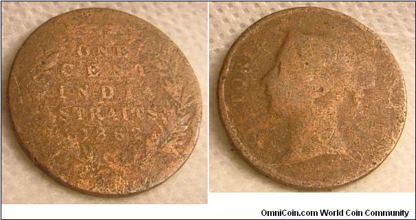 EAST INDIA COMPANY 1862  1 CENT COPPER COIN FEATURING QUEEN VICTORIA. FOR SALE. PLEASE MAKE AN OFFER.
