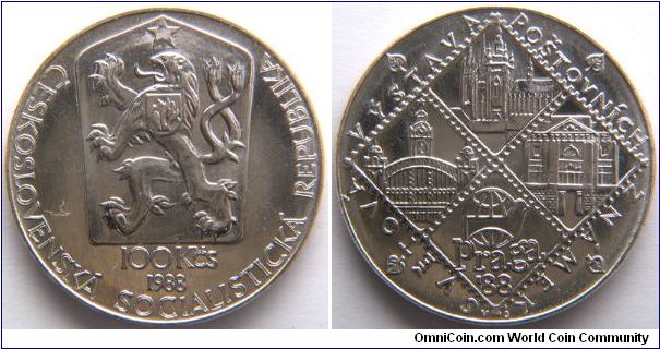 Czechoslovakia, 100 korun, 1988, Prague Philatelic Exposition