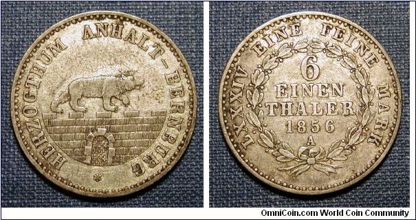 1856-A German States Anhalt-Bernburg 6 Einen Thaler