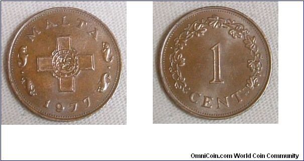 MALTA 1977 1  CENT IN COPPER.
Maltese 1 cent  in copper. As good as UNC. Definitely a copper  show piece. The portrait speaks for itself. For sale. Please make an offer.