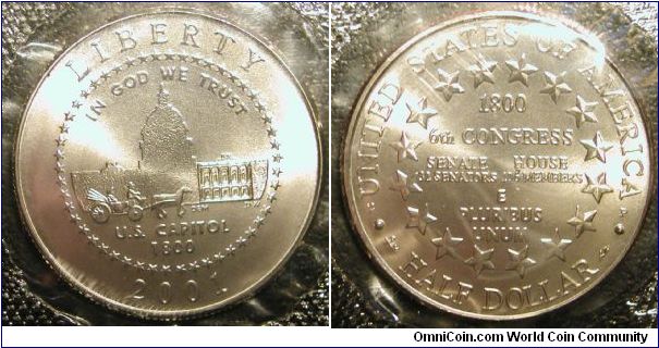 2001 US Capitol Clad Half Dollar Commemorative in Original Mint Packaging