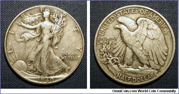 1940 Walking Liberty Half Dollar