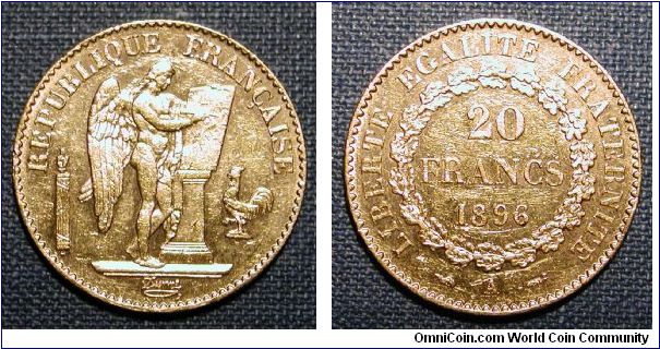 1896 France 20 Francs Gold