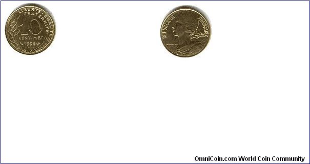 France - 10 Centimes - 1989 - KM# K-929