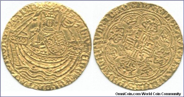 1422 Henry VI hammered gold Noble, annulet issue.