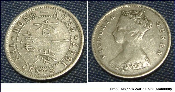 HONG KONG 1897  SILVER 10C ENTS.
History & heritage at a small price. 
For sale. Please make an offer.