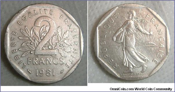 FRANCE 1981 2  FRANCS.
Very fine piece. For sale. Please make an offer.
