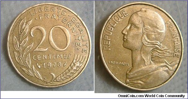 FRANCE 1978  20 CENTIMES.
Very fine piece. For sale. Please make an offer.