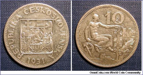 1931 Czechoslovakia 10 Korun