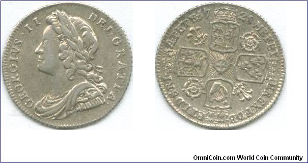 1728 roses and plumes sixpence