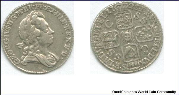 1723 SSC (South Sea Company) sixpence