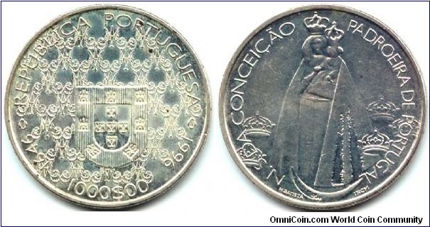 Portugal, 1000 escudos 1996.
N.S. Da Conceicao Padroeira de Portugal.