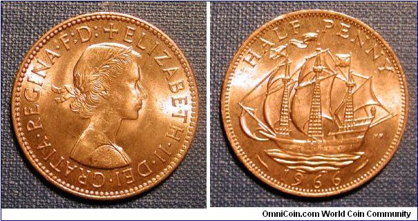 1966 Great Britain Half Penny