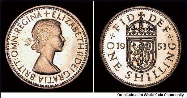 1953 GB Scottish Shilling, Elizabeth II.


From 1953 Proof Set.