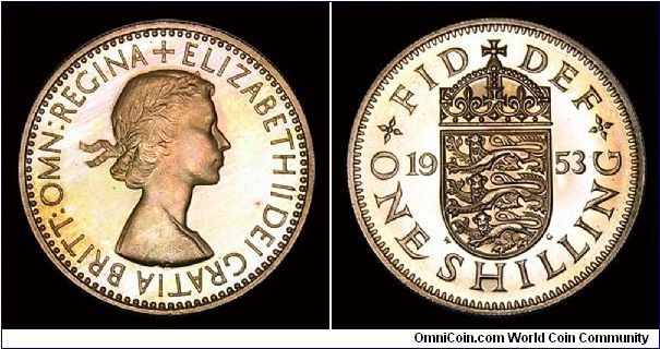 1953 GB One Shilling, Elizabeth II.


From 1953 Proof Set.