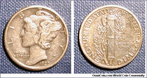 1927-S Mercury Dime
