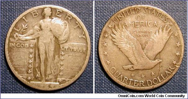 1924-S Standing Liberty Quarter (knock on reverse)