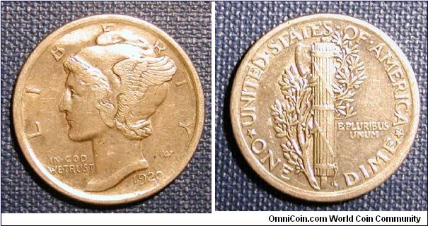 1920 Mercury Dime (cleaned)