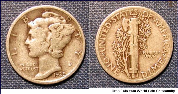 1935 Mercury Dime