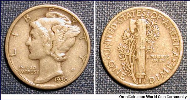 1930 Mercury Dime