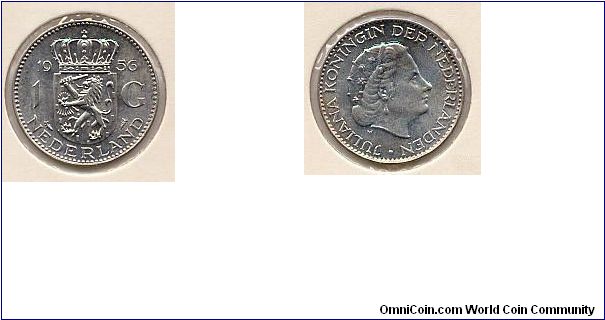 1 GULDEN - 1956 - 6.5 GRAMAS - SILVER