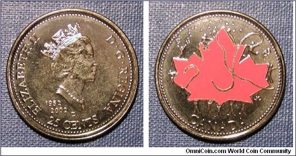 2002 Canada Colorized Quarter