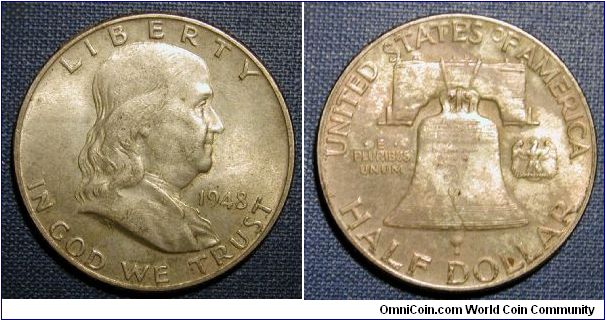 1948 Franklin Half Dollar (Magnificent transluscent toning)