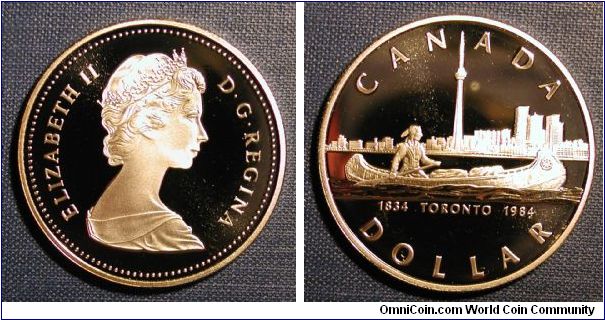 1984 Canada Dollar, Commemorating the 150th anniversary for the founding of Toronto