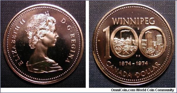 1974 Canada Dollar Winnepeg Centennial Prooflike