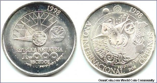 Portugal, 1000 escudos 1998.
International Year of the Oceans Expo'98.