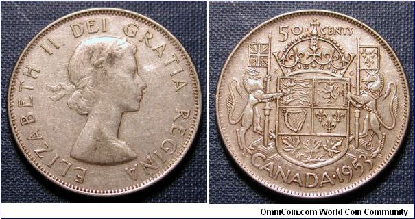 1953 Canada 50 Cents Large Date Variety