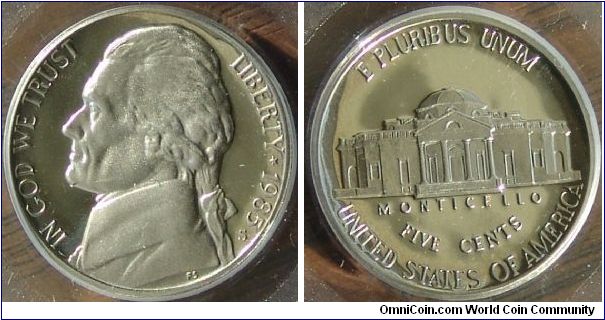 1985s 5c PCGS PR69DCAM (Nickel) Marks are on the holder not on the coin