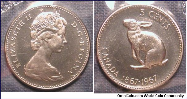 1967 Canada 5 Cents Centennial (in original Mint Packaging)